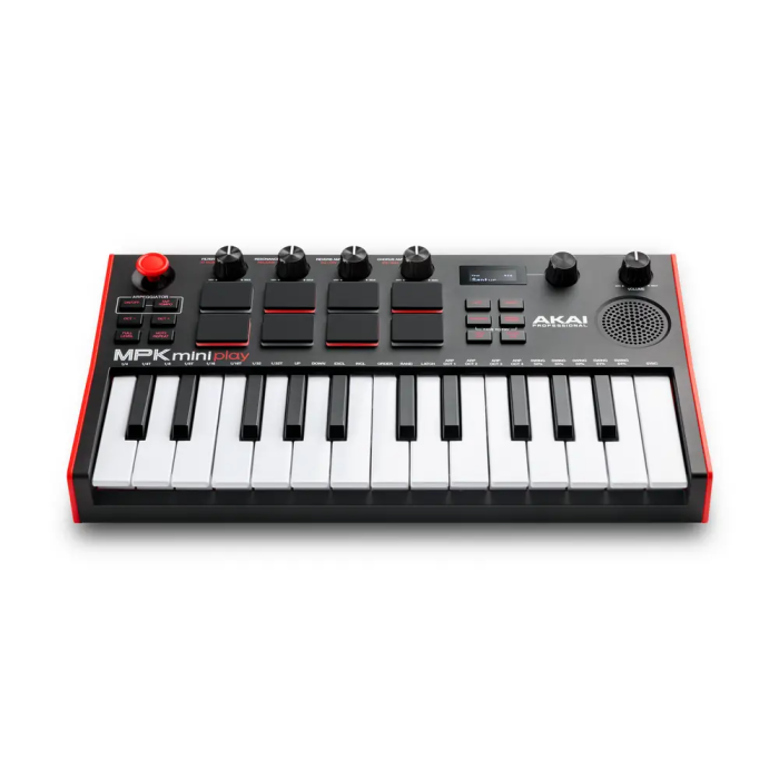 Akai MPK Miniplay Mk3 Teclado Controlador USB con Altavoz Integrado, 25 Miniteclas Sensibles a la Velocidad, Pads MPC Retroiluminados, Pantalla OLED y Arpegiador 1