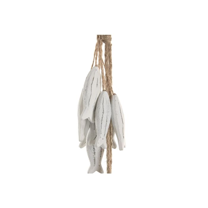DKD Home Decor Decoracion Colgante Mediterraneo Blanco Azul Resina Cuerda 14 x 57 x 22 cm (3 Unidades)