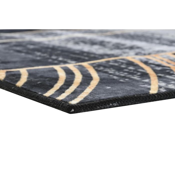 DKD Home Decor Alfombra Moderna de Poliéster, Diseño Geométrico Negro y Dorado, 240x60 cm, Pack de 2 Unidades (260 gsm) 3 DKD Home Decor Alfombra Moderna de Poliéster, Diseño Geométrico Negro y Dorado, 240x60 cm, Pack de 2 Unidades (260 gsm) 3