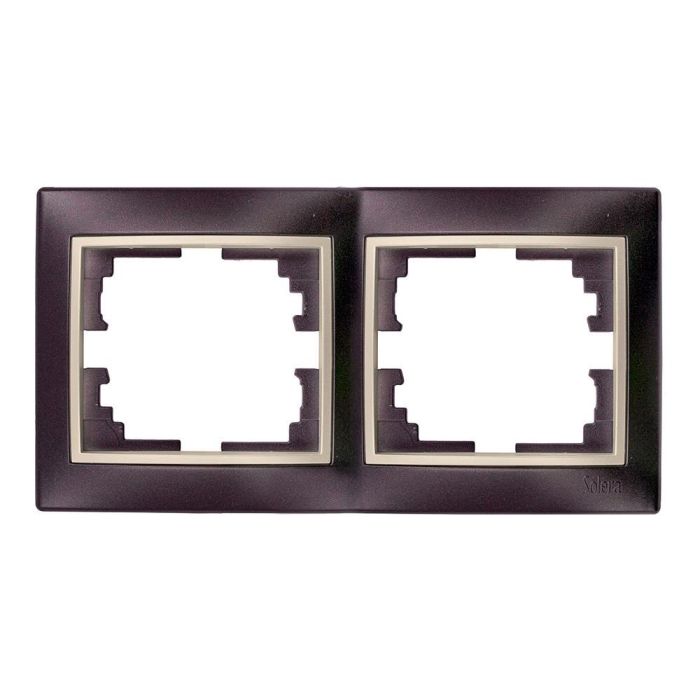 Solera Marco para 2 elementos horizontal negro y aro perla 154x81x10mm serie Europa ERP72NU