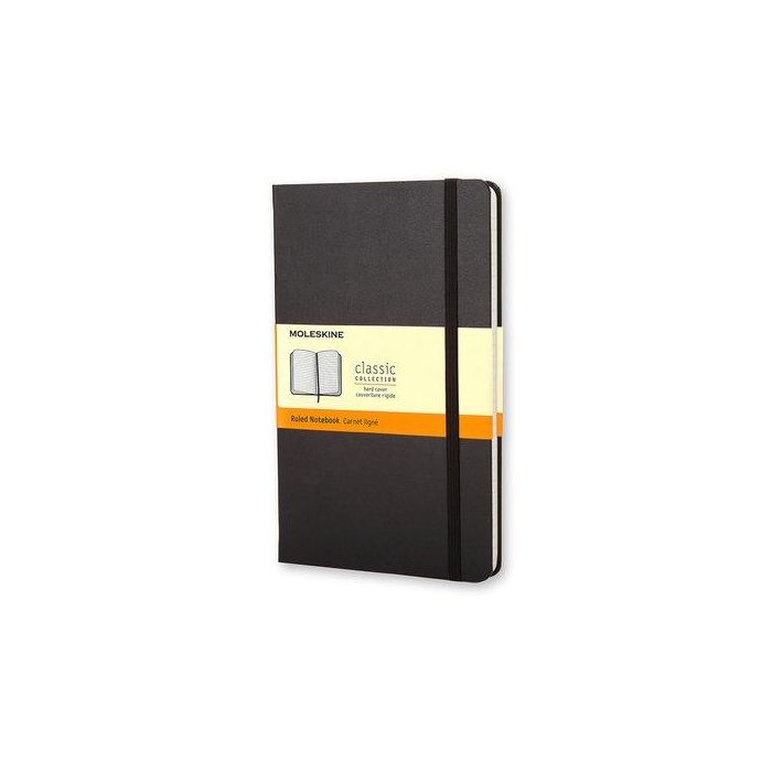 Cuaderno Moleskine Clasico Tapa Dura 13X21 240H 70Gr. Horizontal Con Goma Negra