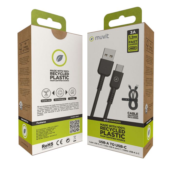 muvit for change cable USB a Tipo C 3A/27W 1.2m negro 4 muvit for change cable USB a Tipo C 3A/27W 1.2m negro 4