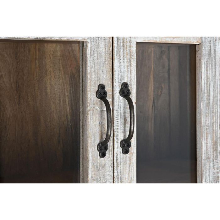 DKD Home Decor Vitrina Romántico Hecha a Mano de Mango y Cristal, con 4 Puertas y 3 Estantes, Blanco Natural, 110x45x200 cm 1