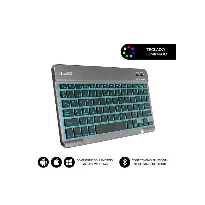 Teclado Bluetooth Subblim SUB-KBT-SMBL31 Gris Multicolor Qwerty Español QWERTY