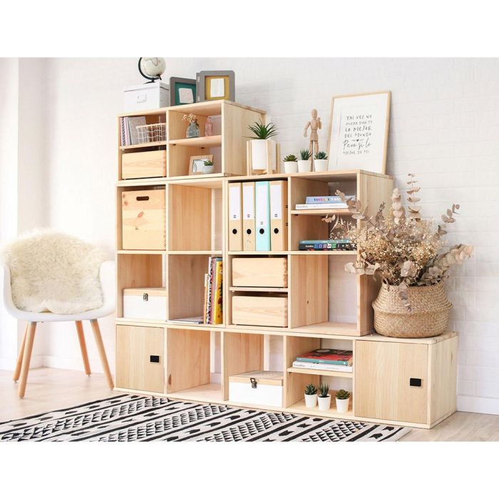 Astigarraga Estantería modular de 3 cubos de pino macizo Dinamic 107 x 36,2 x 34 cm Madera clara 1