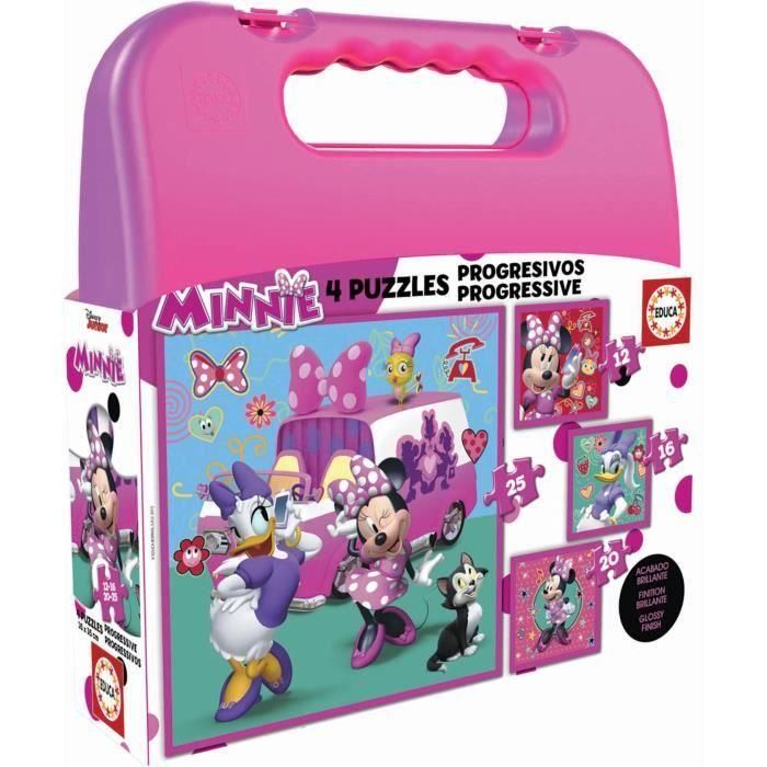 Puzzles progresivos 12-16-20-25 piezas minnie happy helpers en maletin