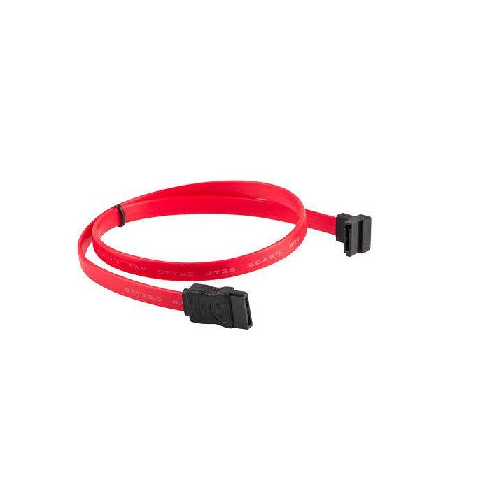 Lanberg Cable SATA III 6 Gb/s 0.5m Rojo - Compatible con SATA II, Conector en Ángulo Recto