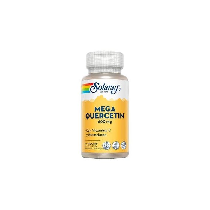 SOLARAY Quercitin 600mg, 30 Cápsulas Vegetales. Con Bromelaína y Vitamina C. Apto para Veganos.