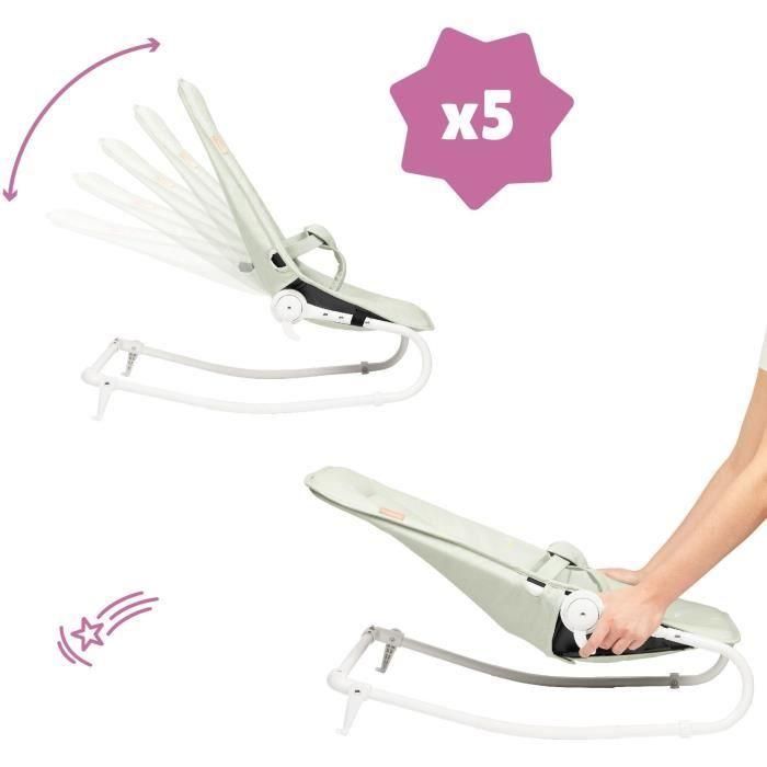 Badabulle BAD3661276184107 Tumbona plegable ultracompacta con arco de juego, verde liquen/agua 4