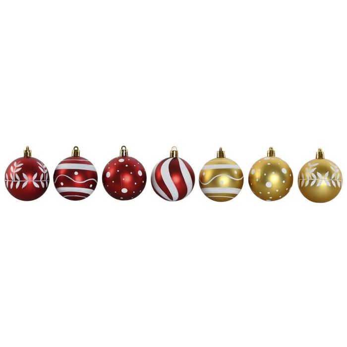 Bolas de Navidad Home ESPRIT Rojo Dorado PVC 25 x 6 x 25 cm (16 Piezas) 1