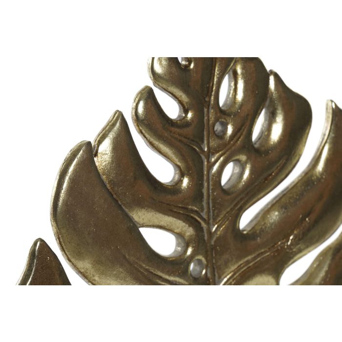DKD Home Decor Decoración Tropical Hoja Resina Metal Dorado Negro 25.5 x 6 x 34 cm 1