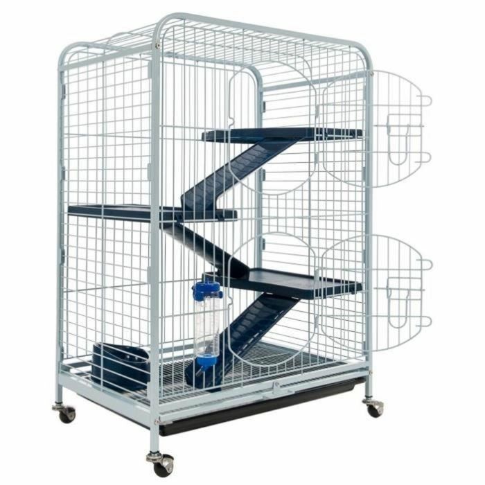 Tyrol Jaula Torre para roedores, vertical, con 3 plataformas, 3 escaleras, biberón, comedero y ruedas, 64x44x93cm 3 Tyrol Jaula Torre para roedores, vertical, con 3 plataformas, 3 escaleras, biberón, comedero y ruedas, 64x44x93cm 3