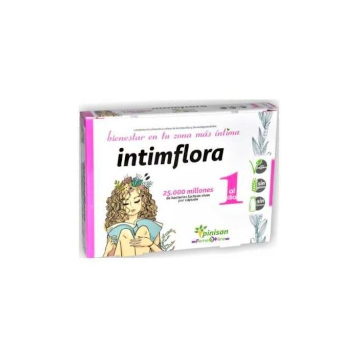 PINISAN Intimflora 20 Cápsulas con bacterias lácticas vivas para equilibrio microbiota vaginal, 100% vegano, sin gluten ni lactosa