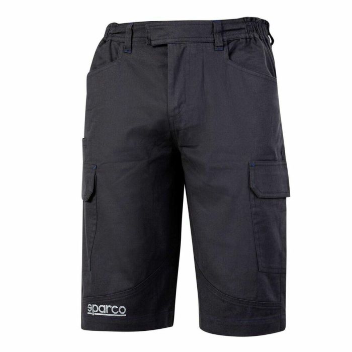Sparco S02410GS3L Pantalón Bermuda Cargo Hombre Algodón Elástico Múltiples Bolsillos Gris Talla L (34" Cintura) Trabajo o Casual