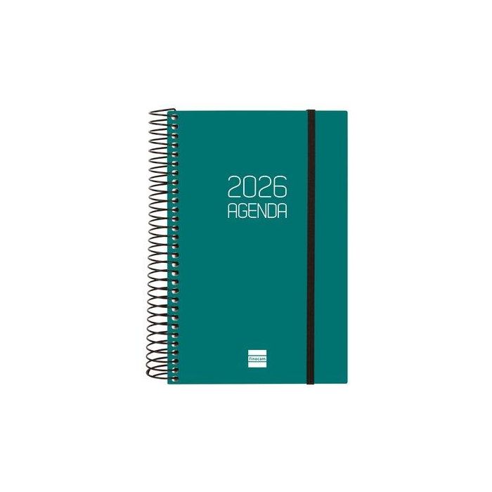 Agenda Anual (2026) Finocam Espiral Opaque Espiral Tapa Pp Con Goma E5 117X181 D/P Verde