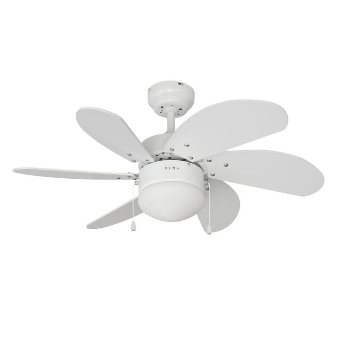 Edm Ventilador de Techo Modelo Aral Blanco 50W Aspas Ø76cm 6 Aspas 3 Velocidades Luz IP20 0 Edm Ventilador de Techo Modelo Aral Blanco 50W Aspas Ø76cm 6 Aspas 3 Velocidades Luz IP20 0