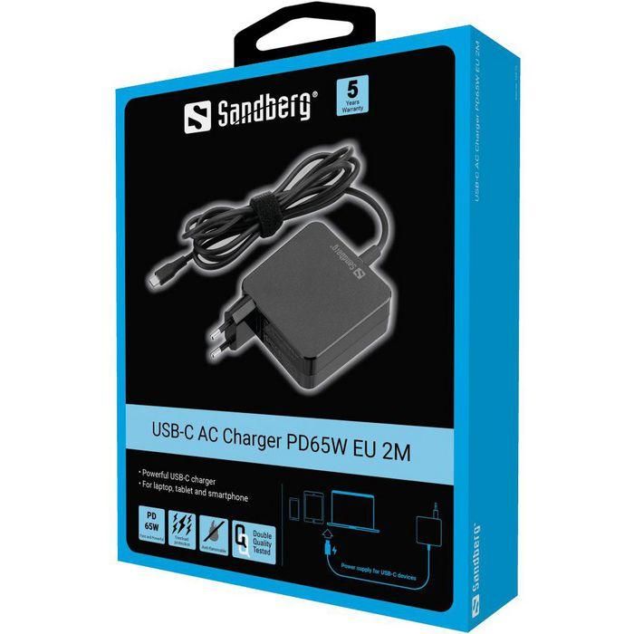 Sandberg USB-C AC Charger PD65W EU 2M 1 Sandberg USB-C AC Charger PD65W EU 2M 1