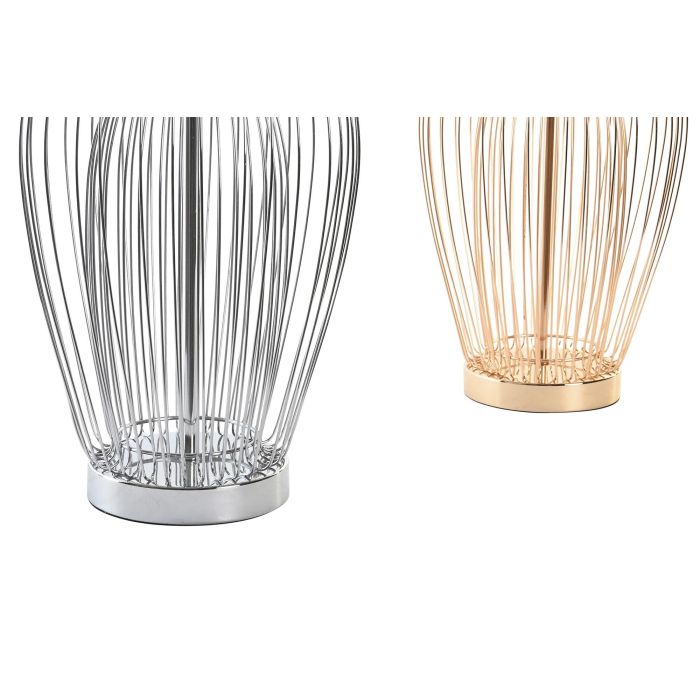 DKD Home Decor Lámpara de Sobremesa Moderna Dorado Plateado Metal y Tela E27 63cm Alto, Pack 2 Unidades para Iluminación y Decoración 1