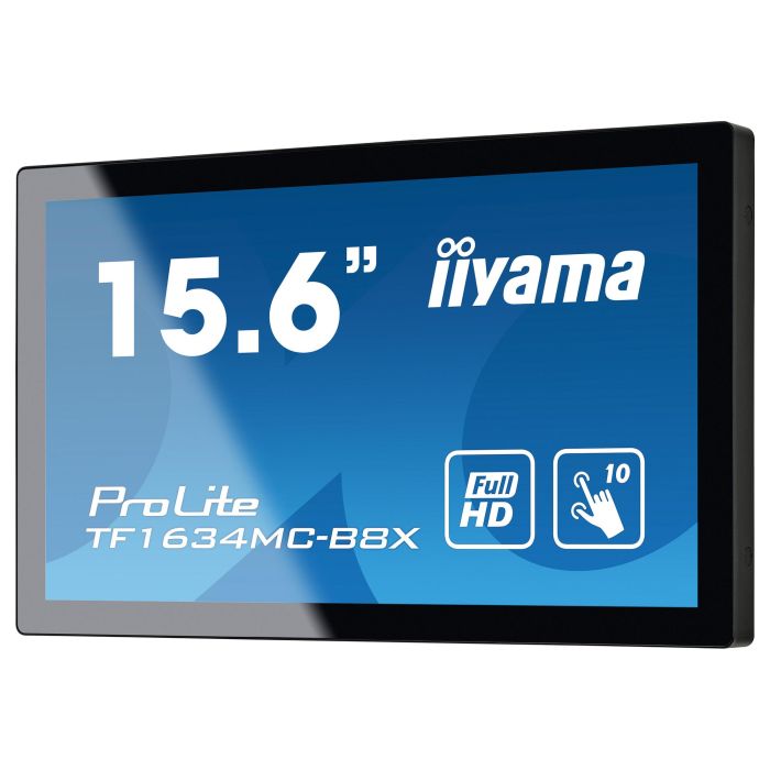 Iiyama ProLite TF1634MC-B8X - Monitor táctil IPS de 15.6" (39.5 cm) Full HD (1920x1080), 10 puntos táctiles, 450 cd/m², IP65, puertos HDMI y DisplayPort, Negro
