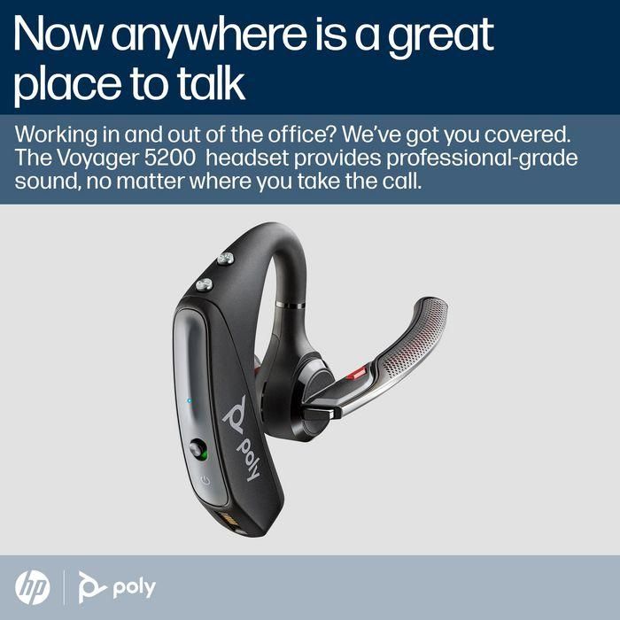 Poly Voyager 5200 BT700 Auricular Bluetooth USB-A con Dongle, Cancelación Ruido, Certificado Microsoft Teams para Oficina y UC 2