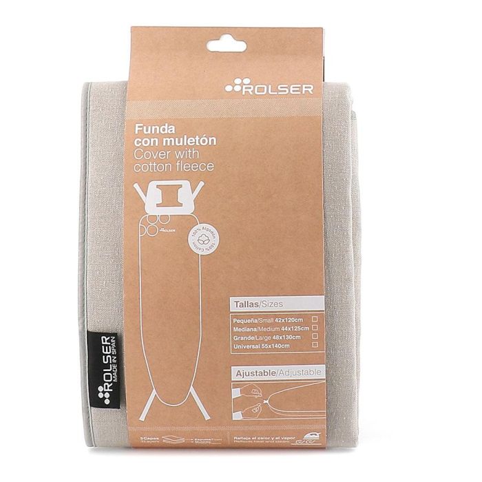 Rolser Funda para Tabla de Planchar 120 x 42 cm Arena Algodón con Cierre de Cordón 1