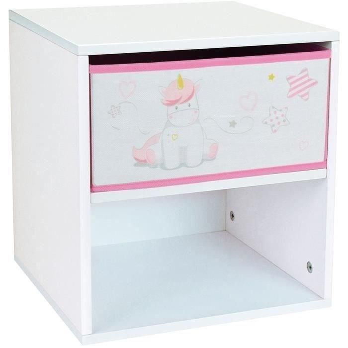 Fun House Mesita de Noche Infantil Unicornio CIJEP para Niña a Partir de 3 Años MDF 33x30x36 cm