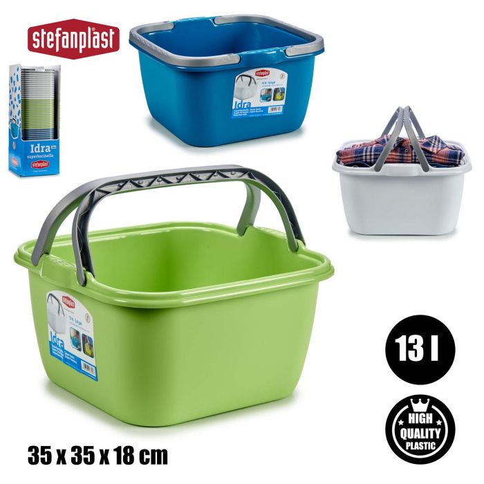Cesta de plástico cuadrada Stefanplast 36x18x36 cm, 13L, con asas, colores surtidos (48 Unidades) 3 Cesta de plástico cuadrada Stefanplast 36x18x36 cm, 13L, con asas, colores surtidos (48 Unidades) 3