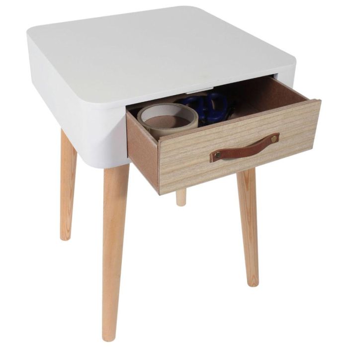 Home Deco Factory Mesita De Noche Blanca Estilo Escandinavo 35x35 cm h.48 cm 5 Home Deco Factory Mesita De Noche Blanca Estilo Escandinavo 35x35 cm h.48 cm 5