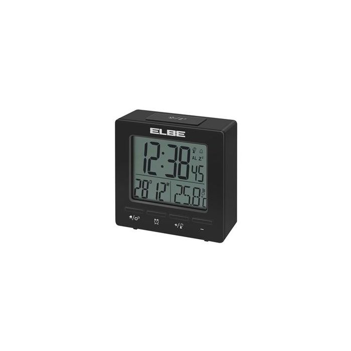 Elbe RD-005-N Reloj Despertador con Termómetro, Pantalla LCD 6.5cm, Función Snooze, Negro 1 Elbe RD-005-N Reloj Despertador con Termómetro, Pantalla LCD 6.5cm, Función Snooze, Negro 1