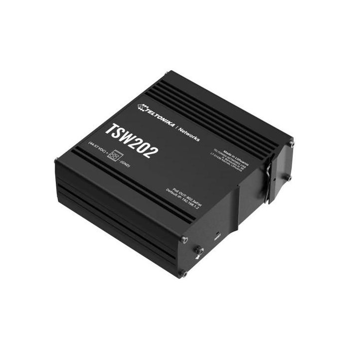 Teltonika Networks TSW202 Managed PoE+ Switch Industrial 8 Puertos Gigabit Ethernet PoE+ 30W 2 Puertos SFP Fibra Óptica 2 Teltonika Networks TSW202 Managed PoE+ Switch Industrial 8 Puertos Gigabit Ethernet PoE+ 30W 2 Puertos SFP Fibra Óptica 2