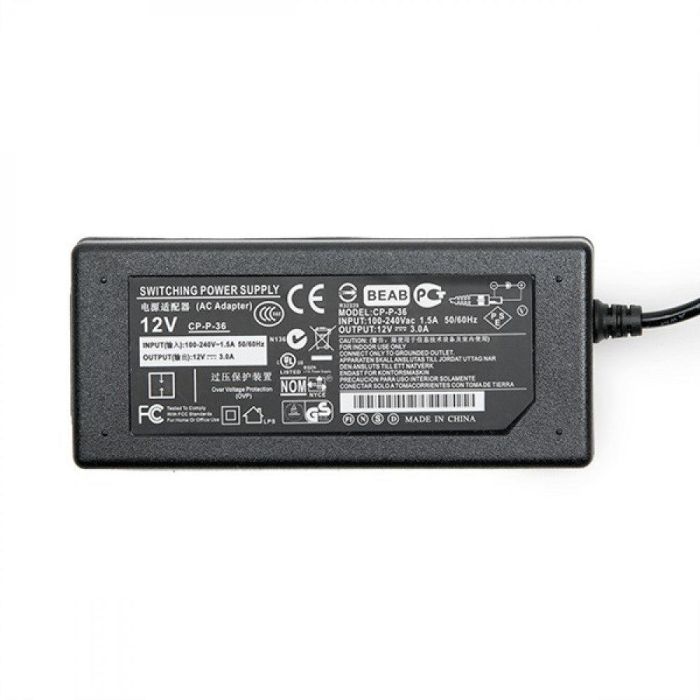 Transformador LED 36W 12VDC 3A Regulado Electrónicamente IP20 para Tiras y Paneles LEDs 3