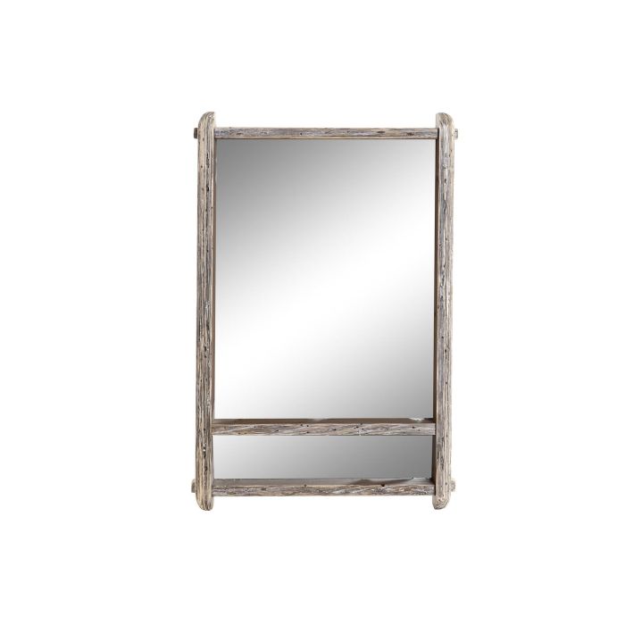 DKD Home Decor Espejo Atlantico Natural de Madera Paulownia y Cristal de 70x47 cm, con 8 cm de Fondo y Luna de 43x50 cm