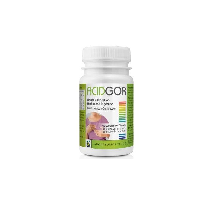 TEGOR Acidgor 40 Comprimidos para Disolver en Boca | Complemento Alimenticio para Apoyo Gástrico y Acidez con Regaliz, Manzanilla, Aloe