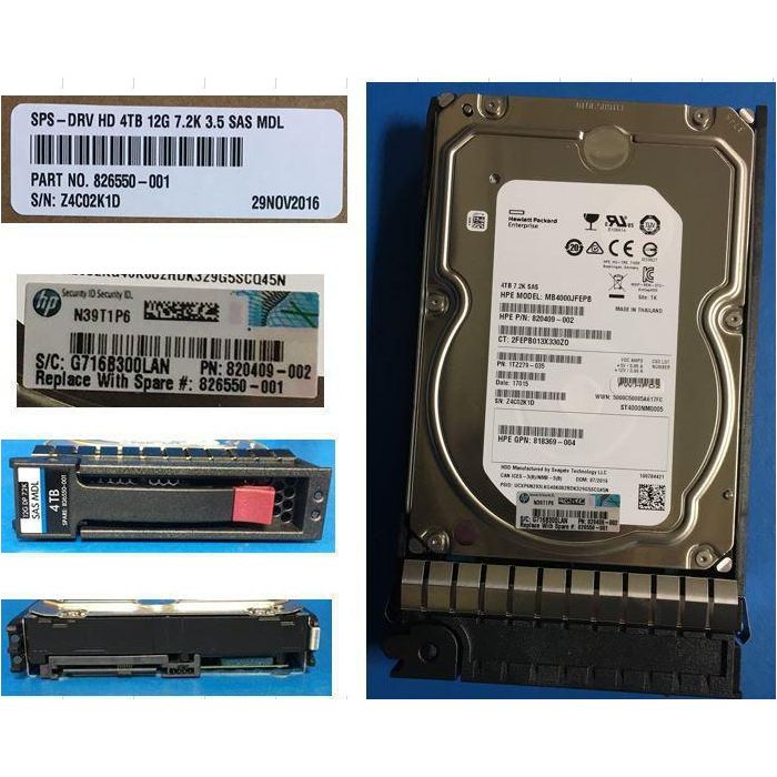 Hewlett Packard Enterprise 4TB 6G SAS 7.2K rpm LFF (3.5-inch) Midline 1yr Warranty Hard Drive 1