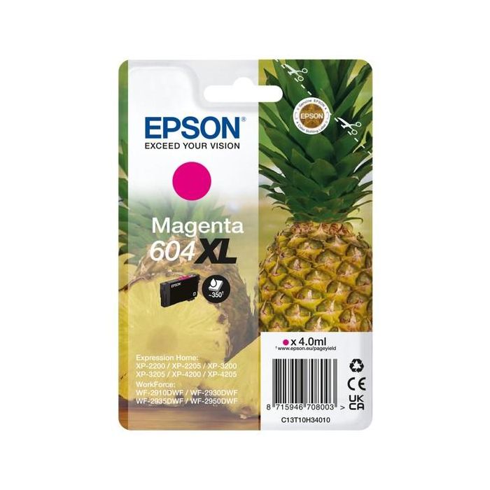 EPSON Cartucho Magenta 604XL XP-2200, WF-2910DWF Piña 0 EPSON Cartucho Magenta 604XL XP-2200, WF-2910DWF Piña 0