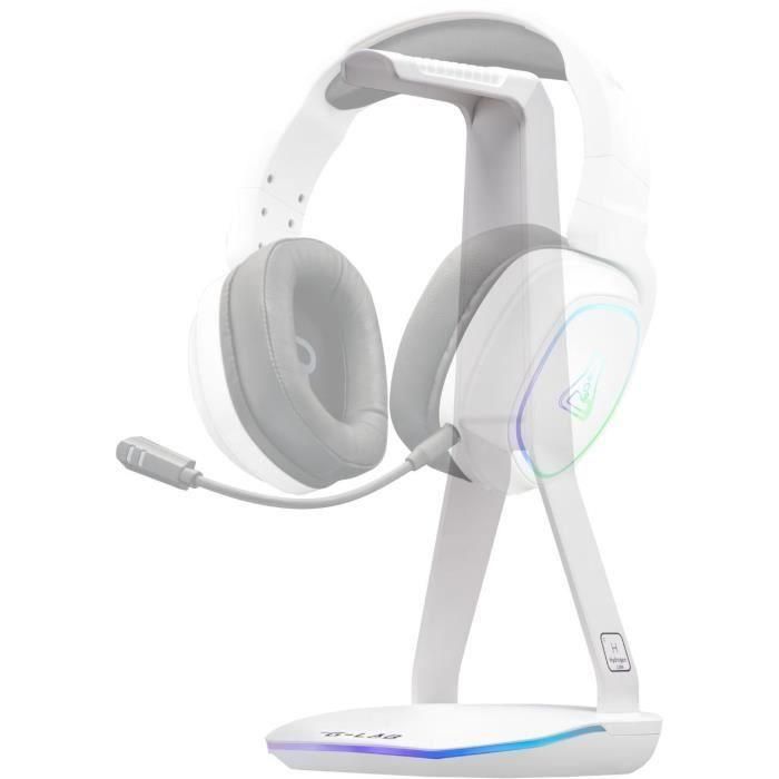 Auriculares/Soporte para auriculares - THE G-LAB - K-STAND HYDROGEN - 2 puertos USB - Blanco