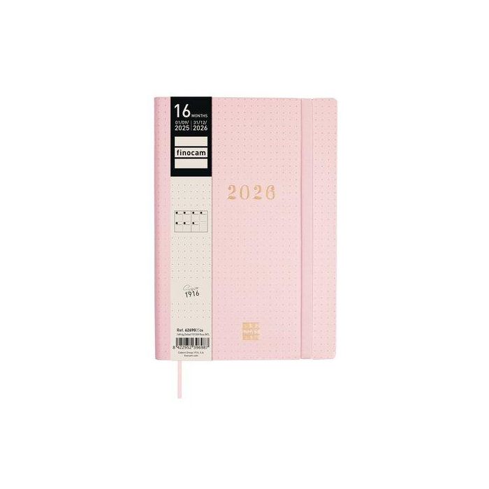 Agenda Anual (2025-26) Finocam 16 Meses Internacional Dotted Cosida S/V Apais. Y10 140X204 Con Goma Rosa