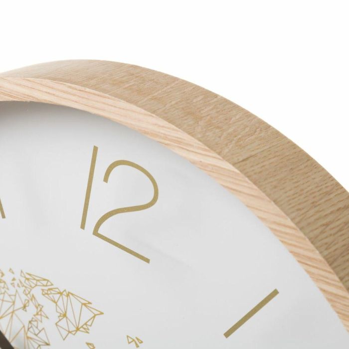 Reloj de Pared Blanco Dorado Cristal Madera MDF 33 x 33 x 4 cm 3