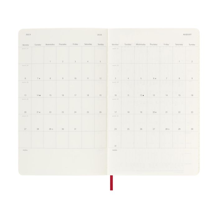 Moleskine Agenda Semanal 18M 2025-2026 Tapa Blanda Rojo 13x21 cm DSF218WN3Y26 3