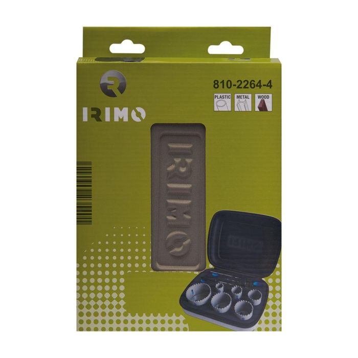 Irimo 810-2264-4 Juego de 6 Coronas Bimetal para Metal, Madera y Plástico (22-64mm) con Soportes y Broca 1