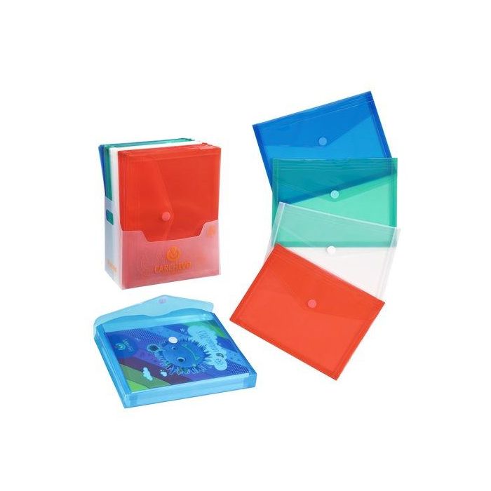 Dosier Sobre Carchivo Fuelle Pp Velcro A4 Cristal (Set de 10)