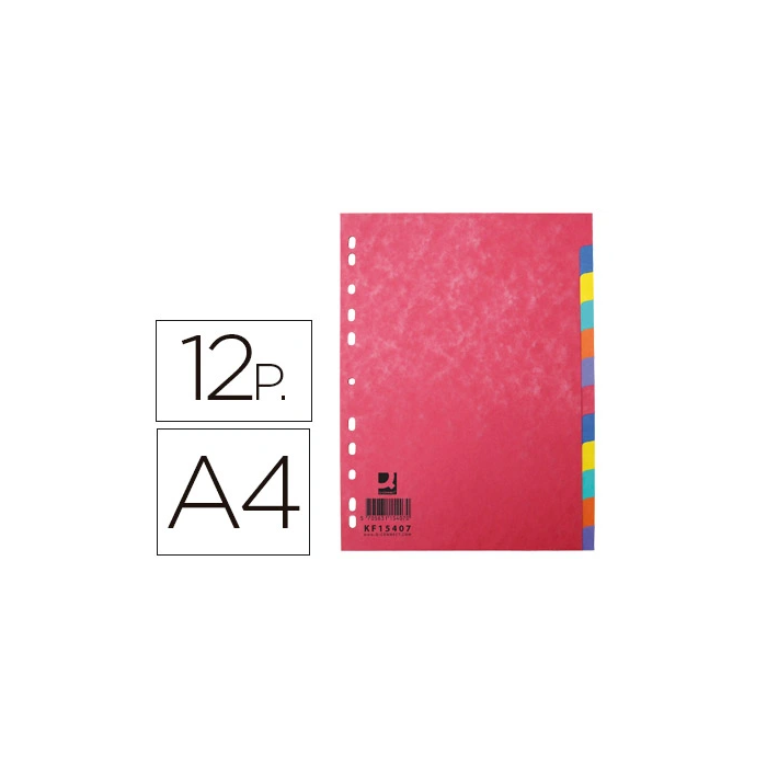 Q-connect Juego de 12 separadores DIN A4, Cartulina Brillo, Multitaladro 0 Q-connect Juego de 12 separadores DIN A4, Cartulina Brillo, Multitaladro 0