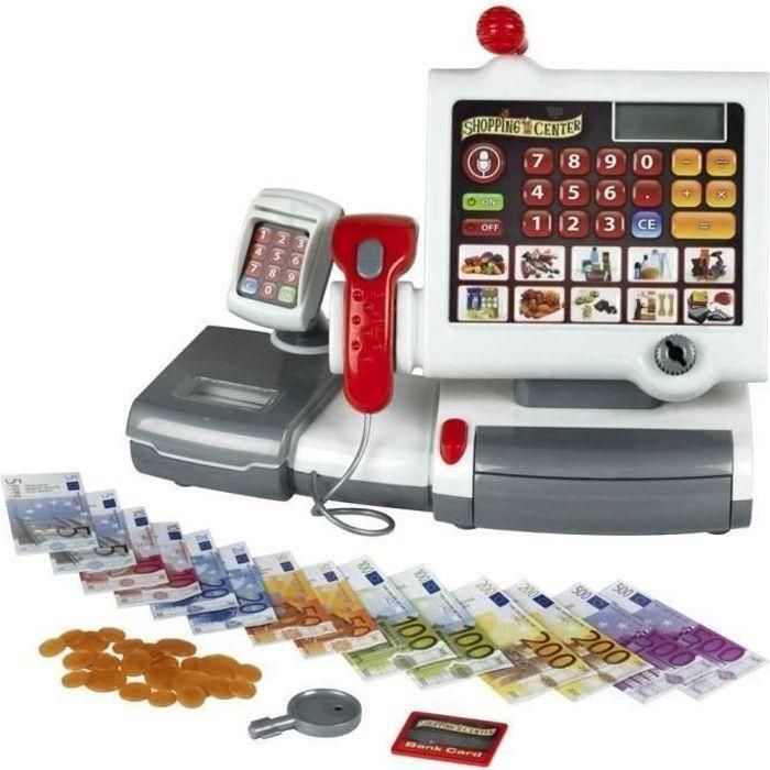 Klein Caja registradora táctil Centro Comercial con escáner, balanza, luz, sonido, calculadora real, billetes y monedas para niños 3+ años Klein Caja registradora táctil Centro Comercial con escáner, balanza, luz, sonido, calculadora real, billetes y monedas para niños 3+ años