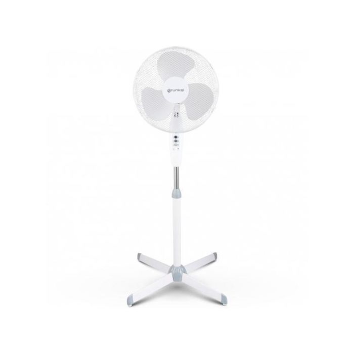 Grunkel Ventilador De Pie 50W 3 Velocidades Blanco con Aspas Semitransparentes y Altura Regulable 106-125cm Grunkel Ventilador De Pie 50W 3 Velocidades Blanco con Aspas Semitransparentes y Altura Regulable 106-125cm