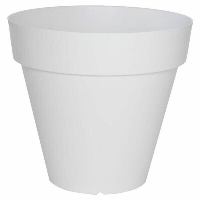Riviera Maceta Soleilla Redonda D50 Blanca con Sistema de Retención de Agua 100% Reciclable Fabricación Francesa