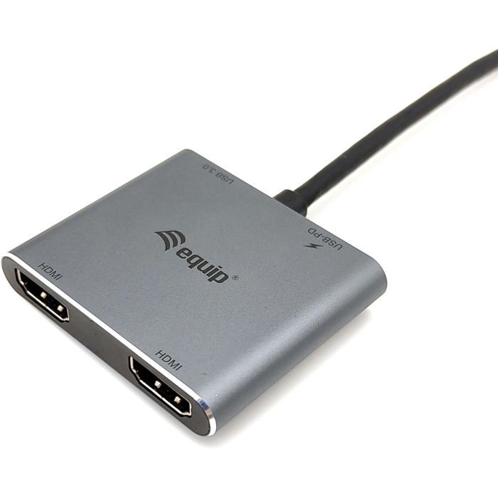 EQUIP Adaptador USB-C a 2xHDMI, USB 3.0, 100W PD, 4K Ultra HD, Plata 5