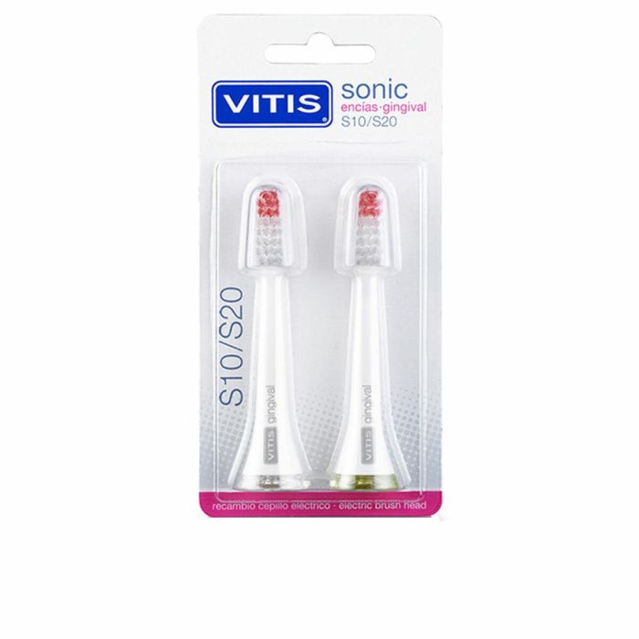 Vitis SONIC S10/S20 Cabezal de Repuesto para Cepillo de Dientes Eléctrico, Encías Sensibles, Acceso Pequeño, 2 Unidades