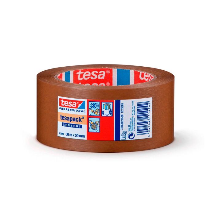 Cinta de embalar pvc rugoso marron 66m x 50mm 4100 tesa