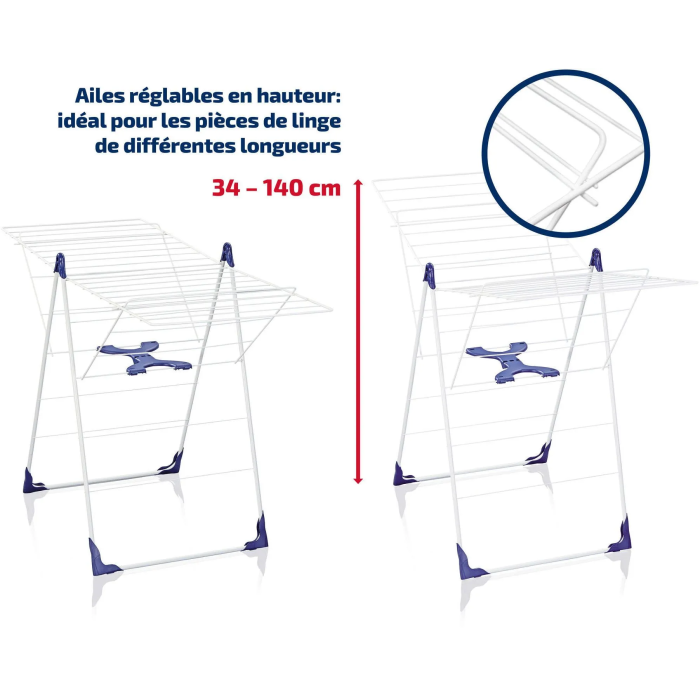 Leifheit Secadora de Pie Classic 250 Flex 81409 Blanco Red de Lavandería 25m Fácil Apertura Cierre