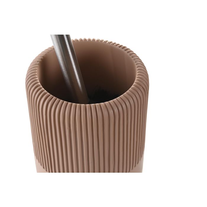 DKD Home Decor Escobillero Basicos, Fabricado en Cemento e Inox, para Baño y WC, Color Terracota, Medidas 11x36.5x11 cm 2